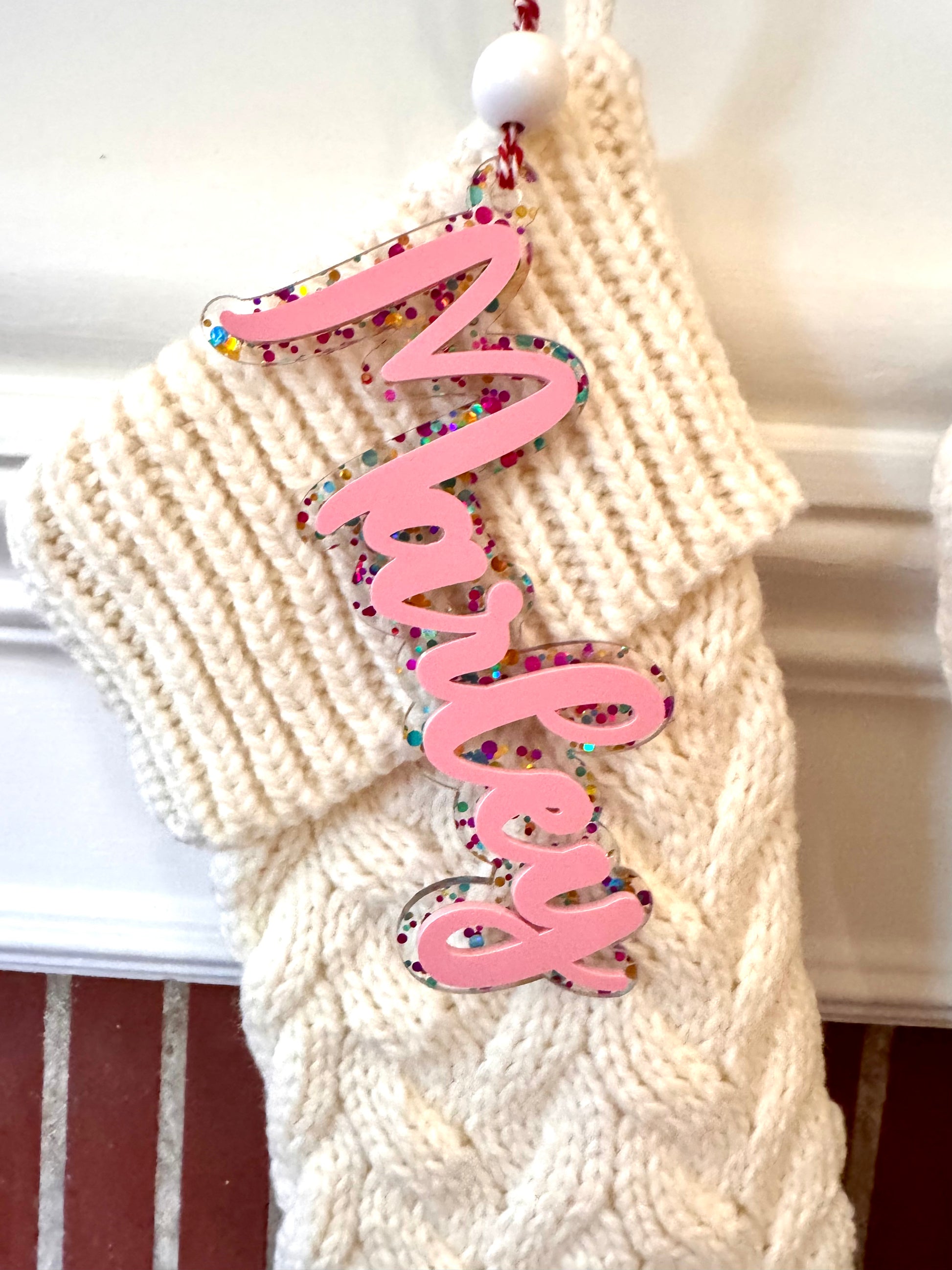 Pink Christmas Stocking Tags