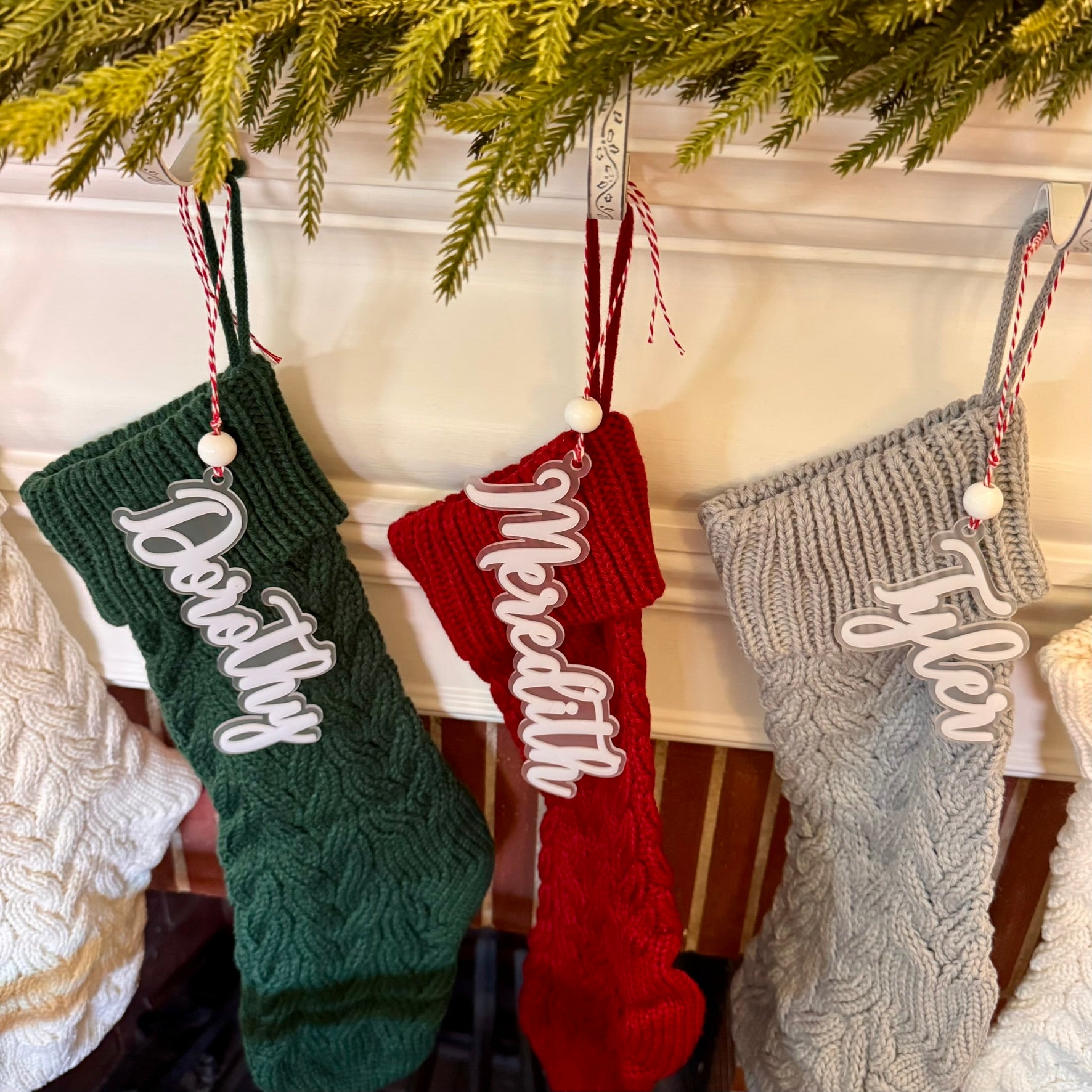 White Christmas Stocking Tags