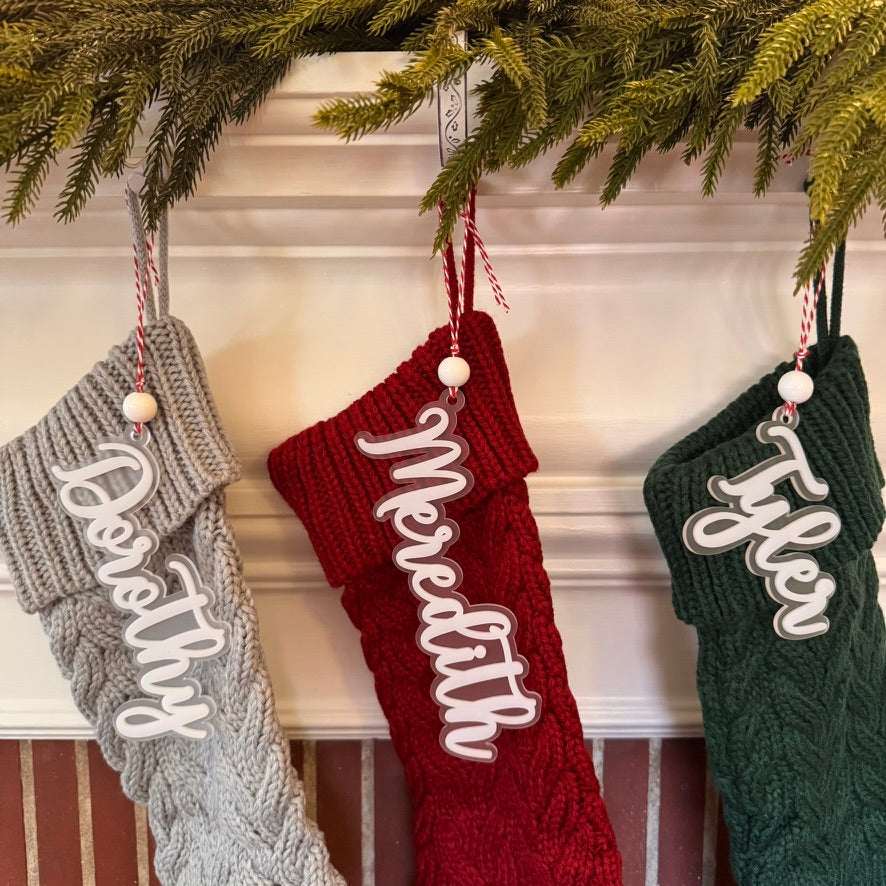 White Christmas Stocking Tags