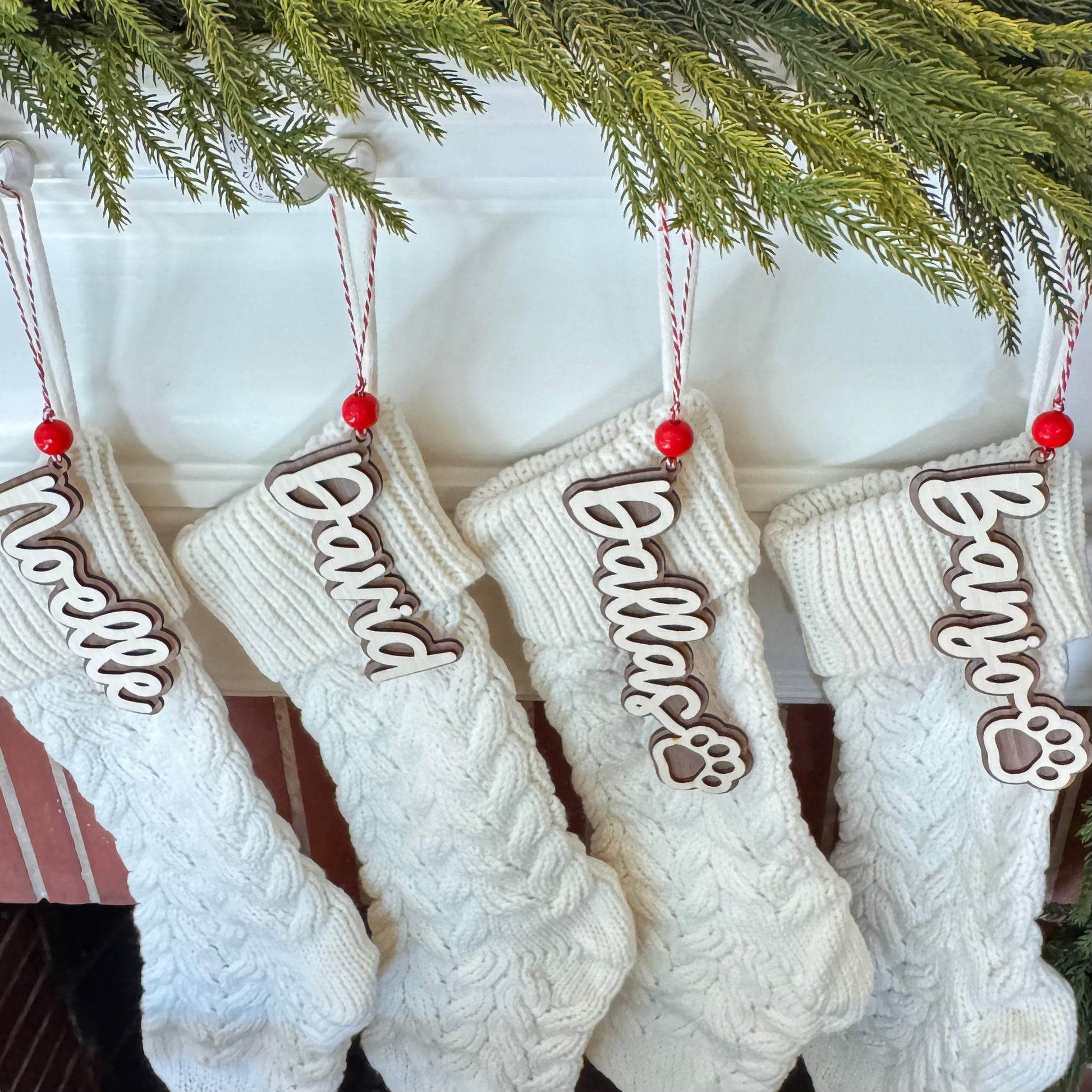 Personalized Stocking Tag Wood Name Cutout