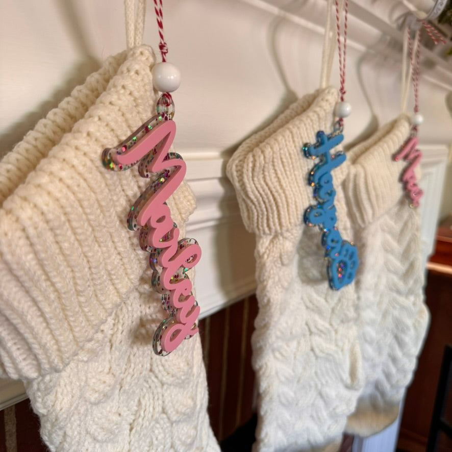 Pink Christmas Stocking Tags