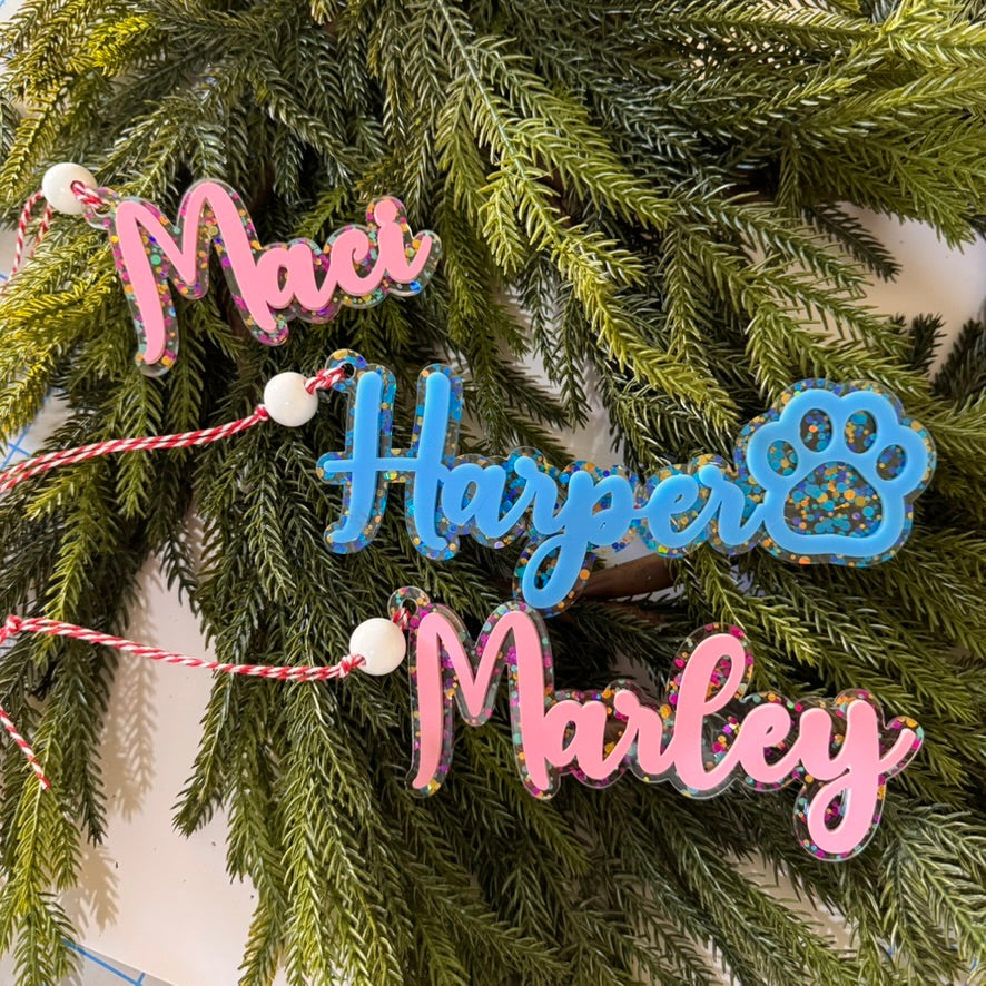 Pink Christmas Stocking Tags