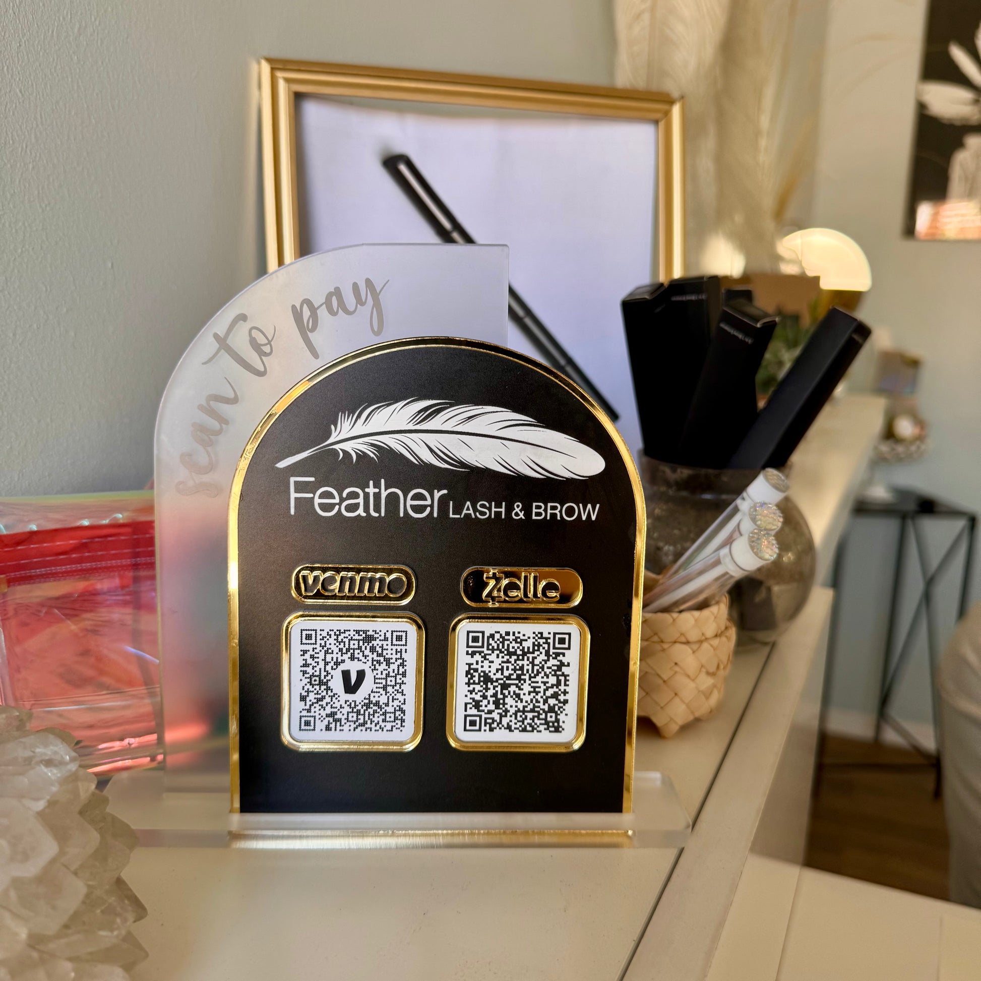 Small Business Sign with Scan To Pay Stand