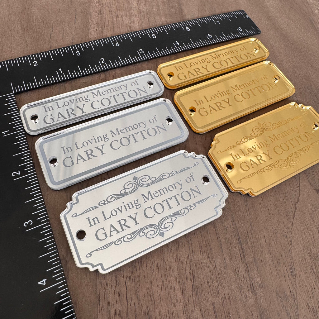 Custom Engraved Memorial Plaque - Gold or Silver Acrylic