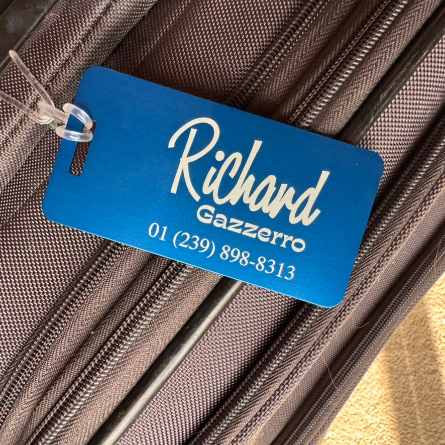 Custom Engraved Luggage Tag - Mid-Century Modern Design | Personalized Travel Gift