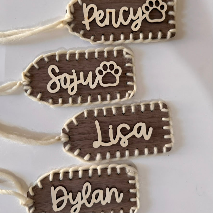 Enbroidered Wood Stocking Tag