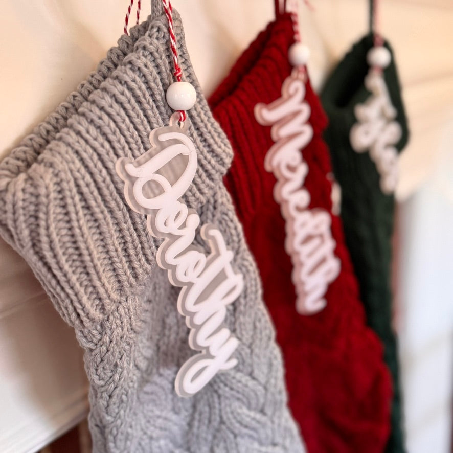 White Christmas Stocking Tags