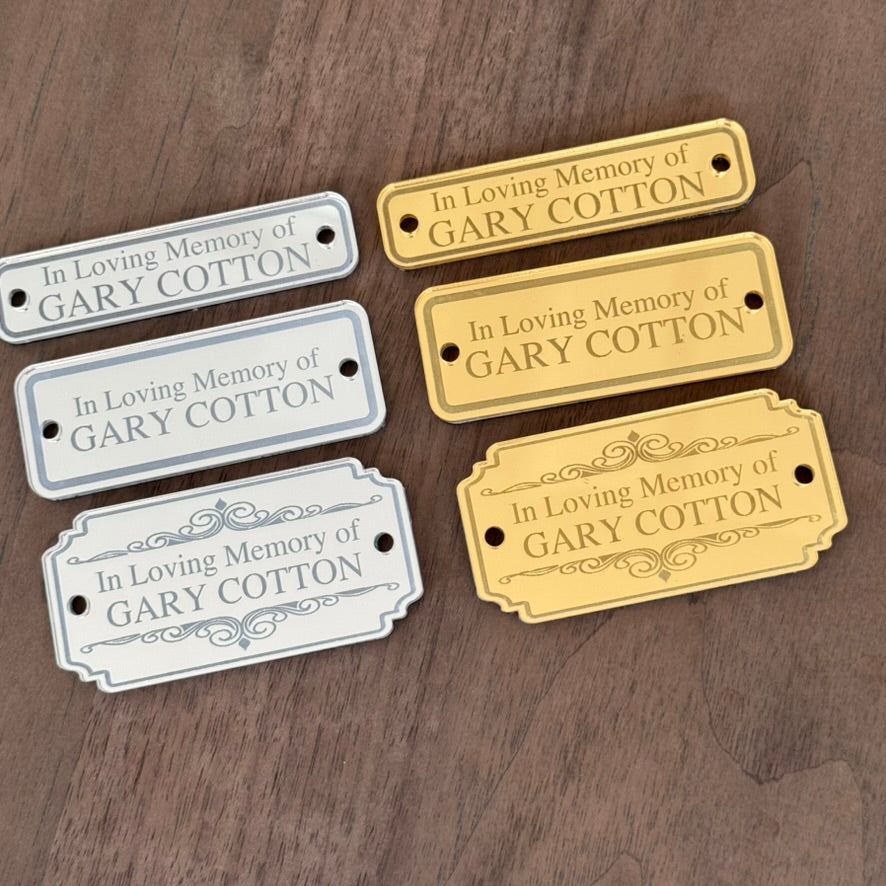 Custom Engraved Memorial Plaque - Gold or Silver Acrylic