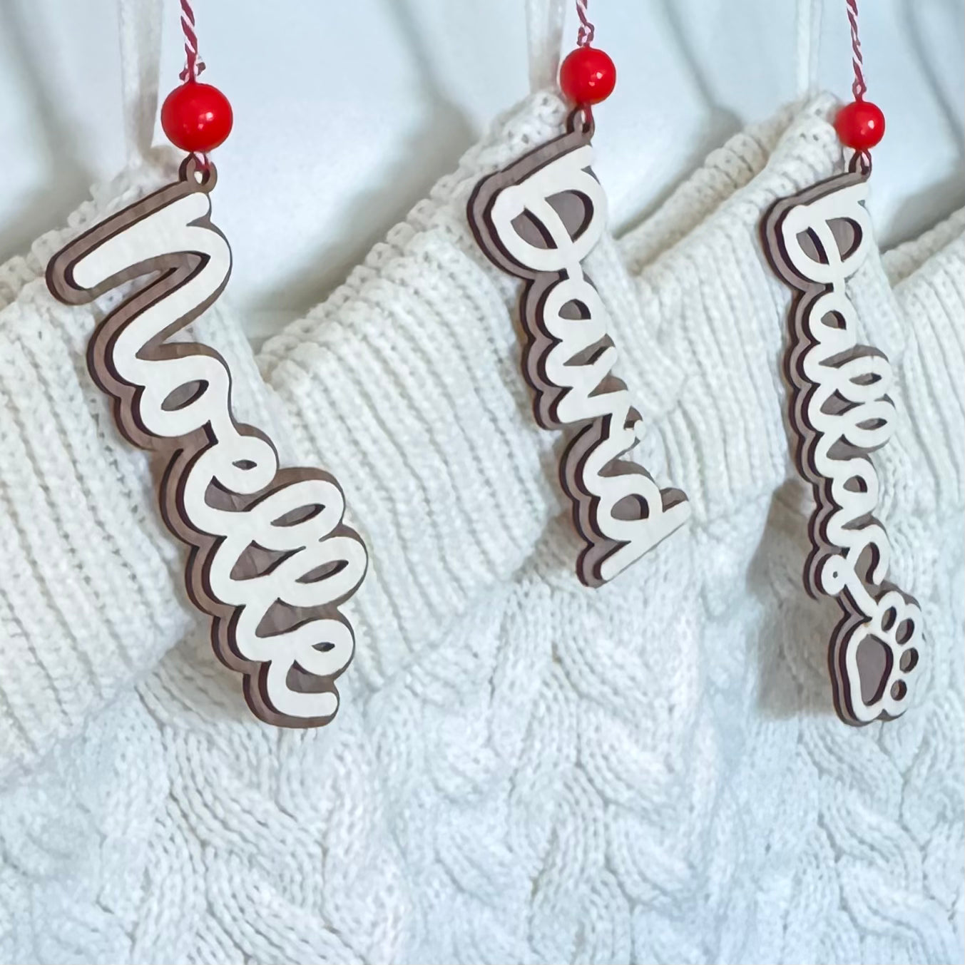 Personalized Stocking Tag Wood Name Cutout