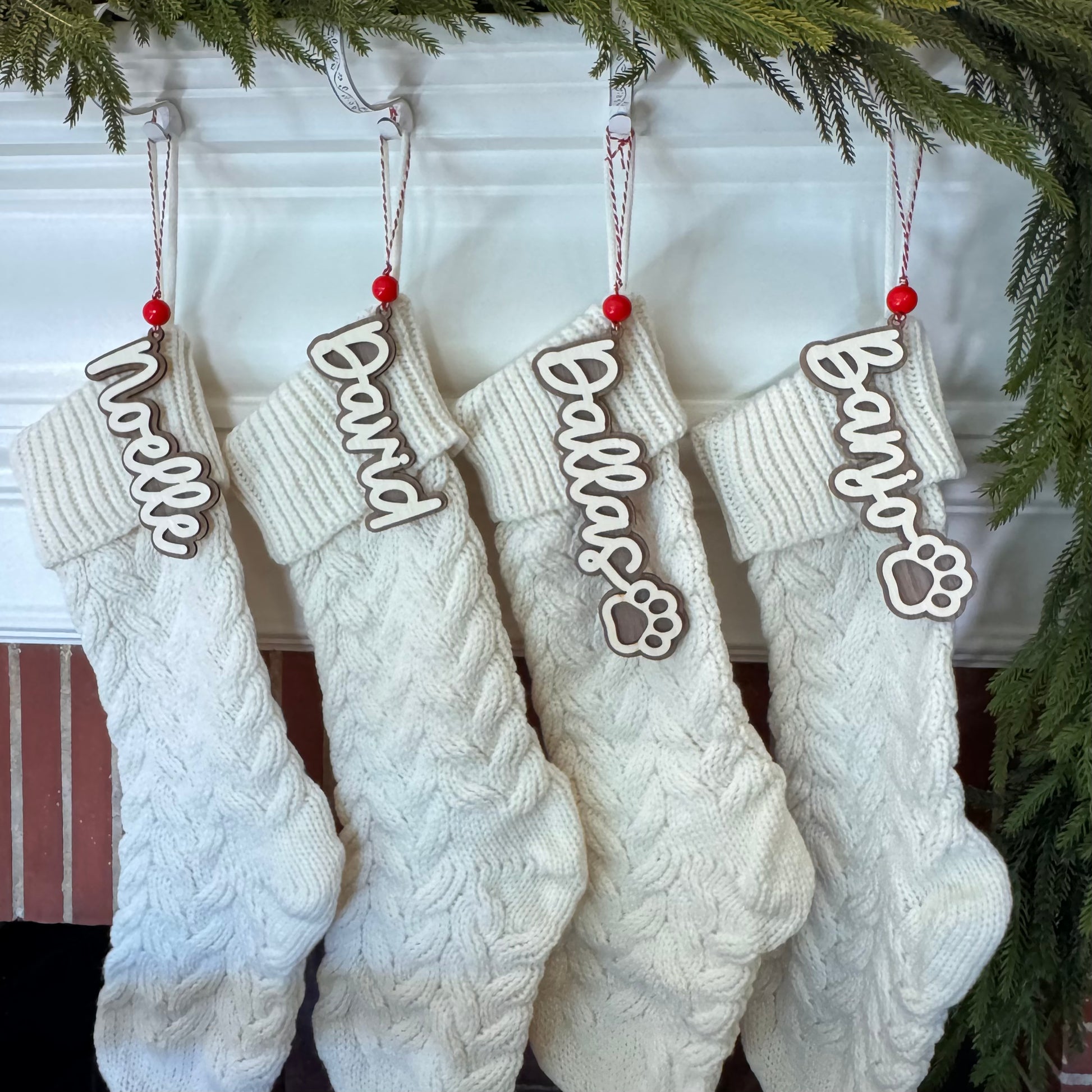 Personalized Stocking Tag Wood Name Cutout
