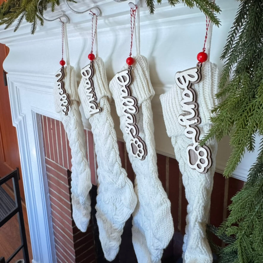 Personalized Stocking Tag Wood Name Cutout