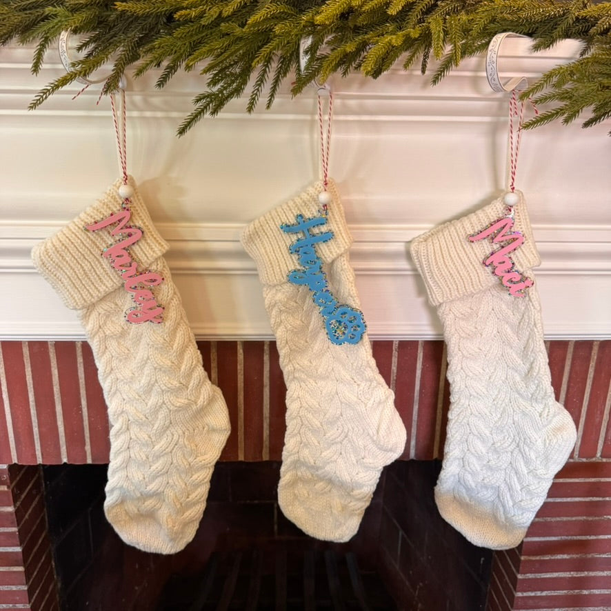 Pink Christmas Stocking Tags