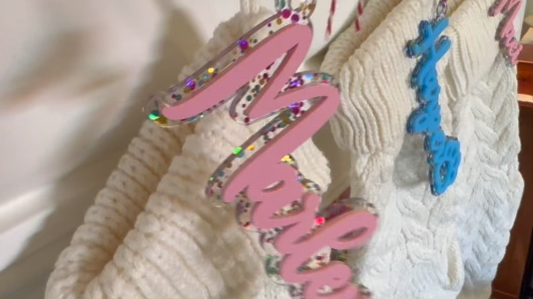 Pink Christmas Stocking Tags