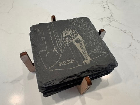 Custom Slate Coasters with customized box