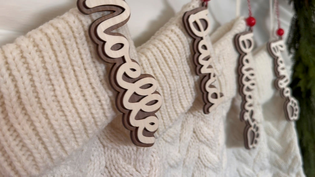 Personalized Stocking Tag Wood Name Cutout