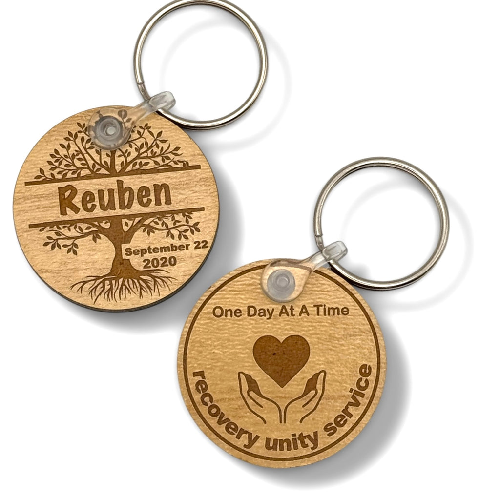 Personalized Sobriety Medallion Keychain