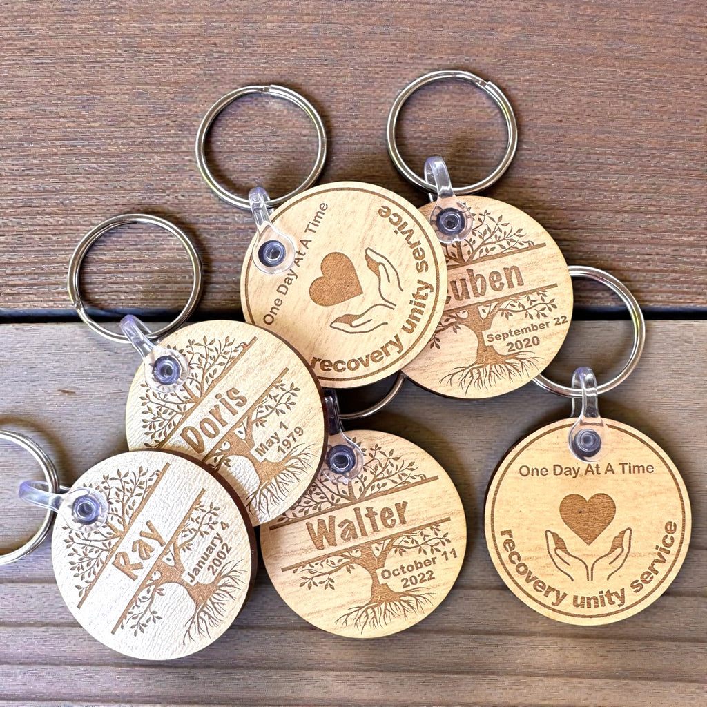 Personalized Sobriety Medallion Keychain