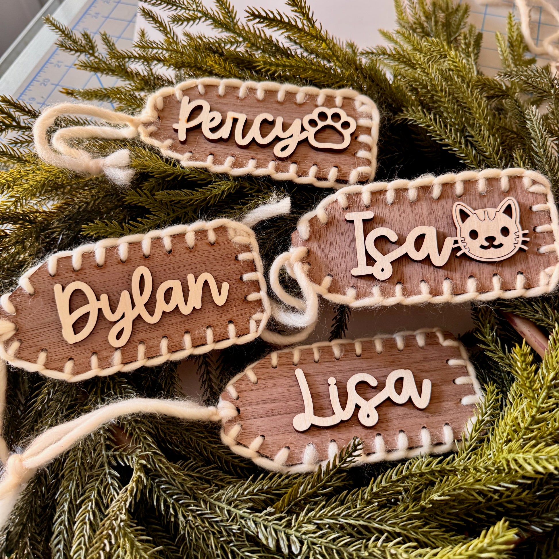 Enbroidered Wood Stocking Tag