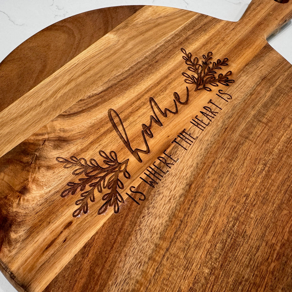 Round Charcuterie Paddle - Home Is Where The Heart Is