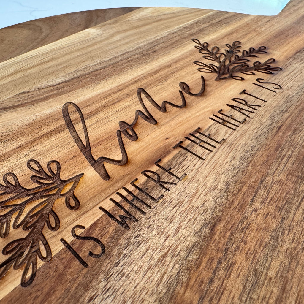 Round Charcuterie Paddle - Home Is Where The Heart Is