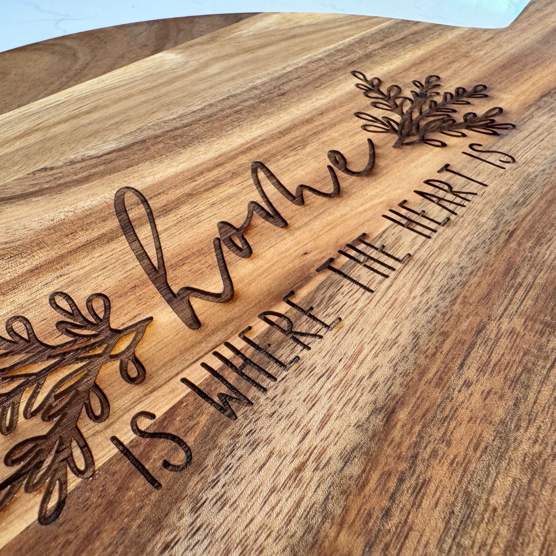 Round Charcuterie Paddle - Home Is Where The Heart Is