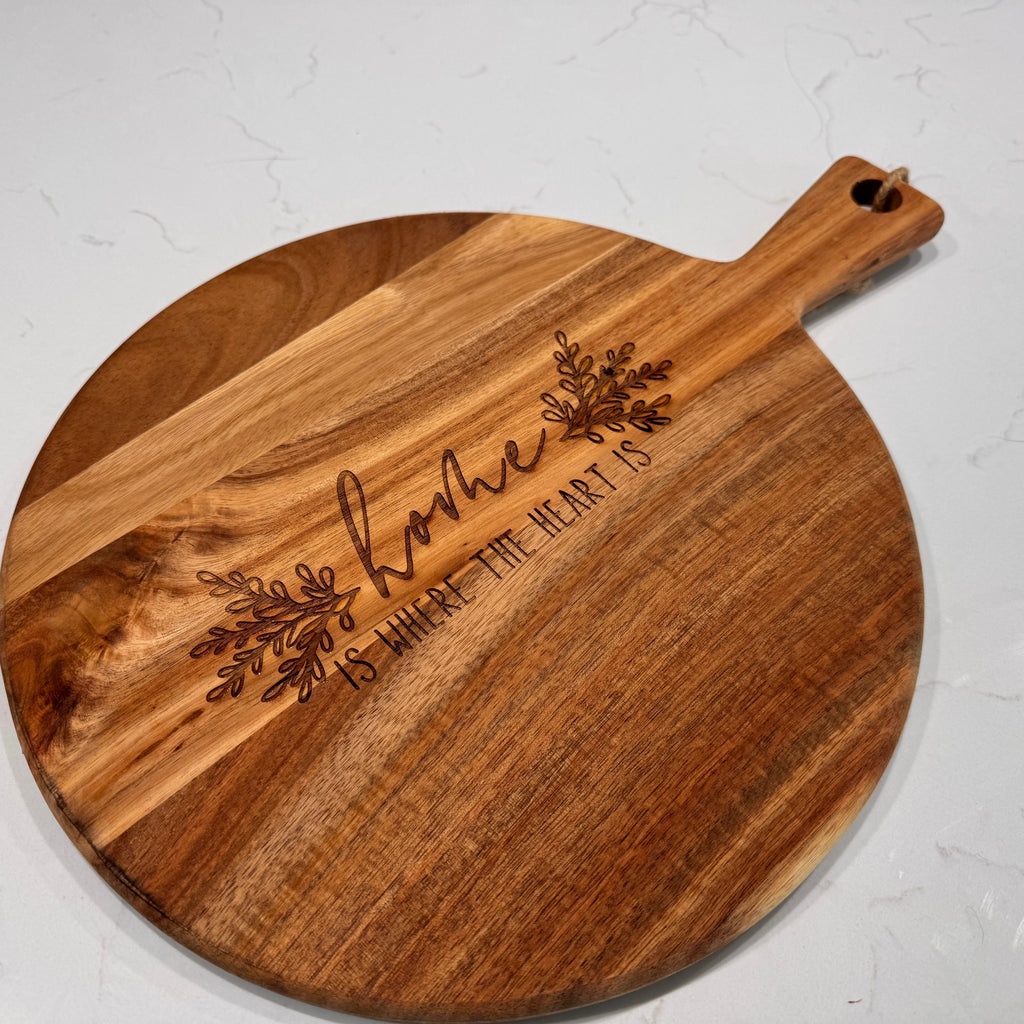 Round Charcuterie Paddle - Home Is Where The Heart Is