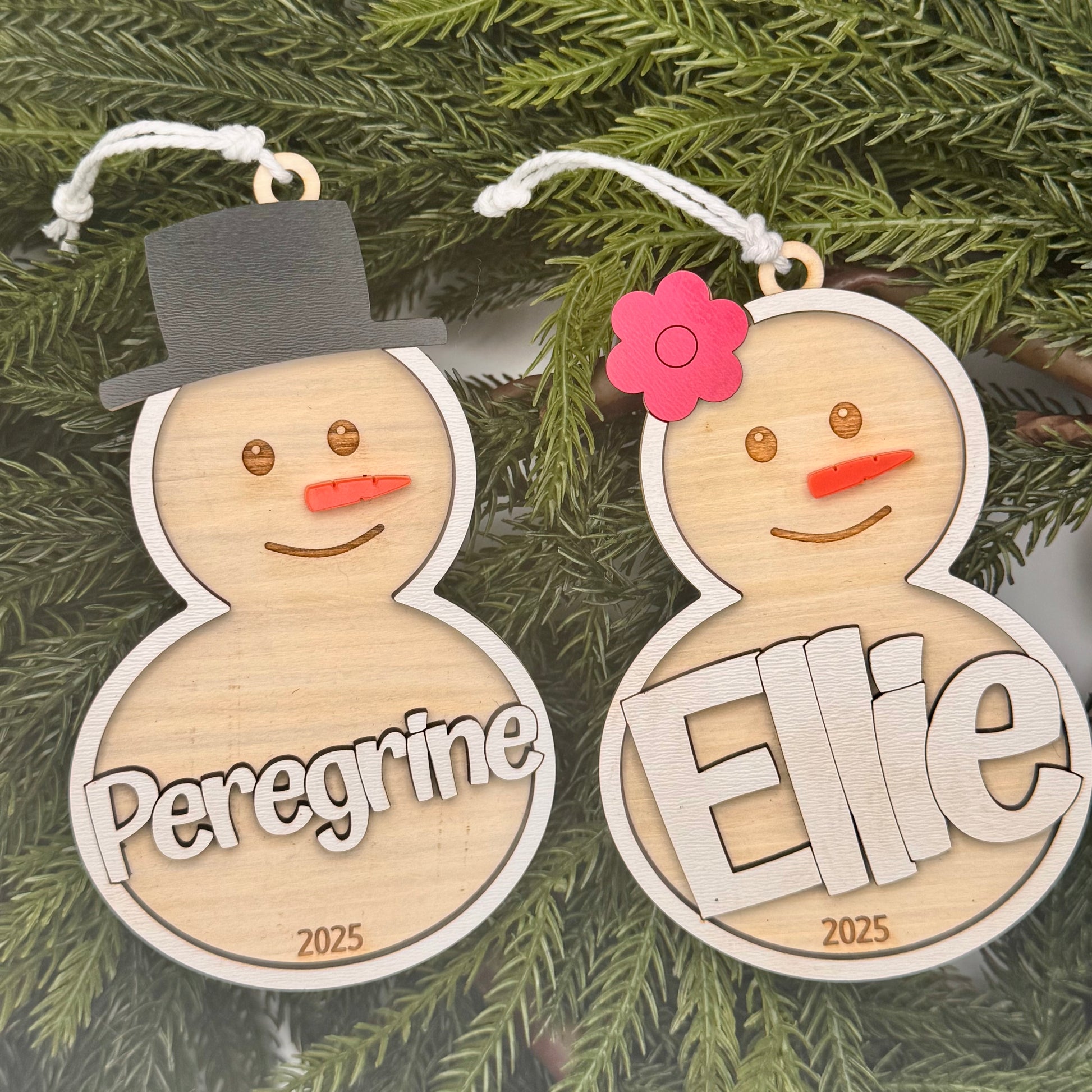 Personalized Snowman Ornament - Custom Snow Woman Christmas Gift