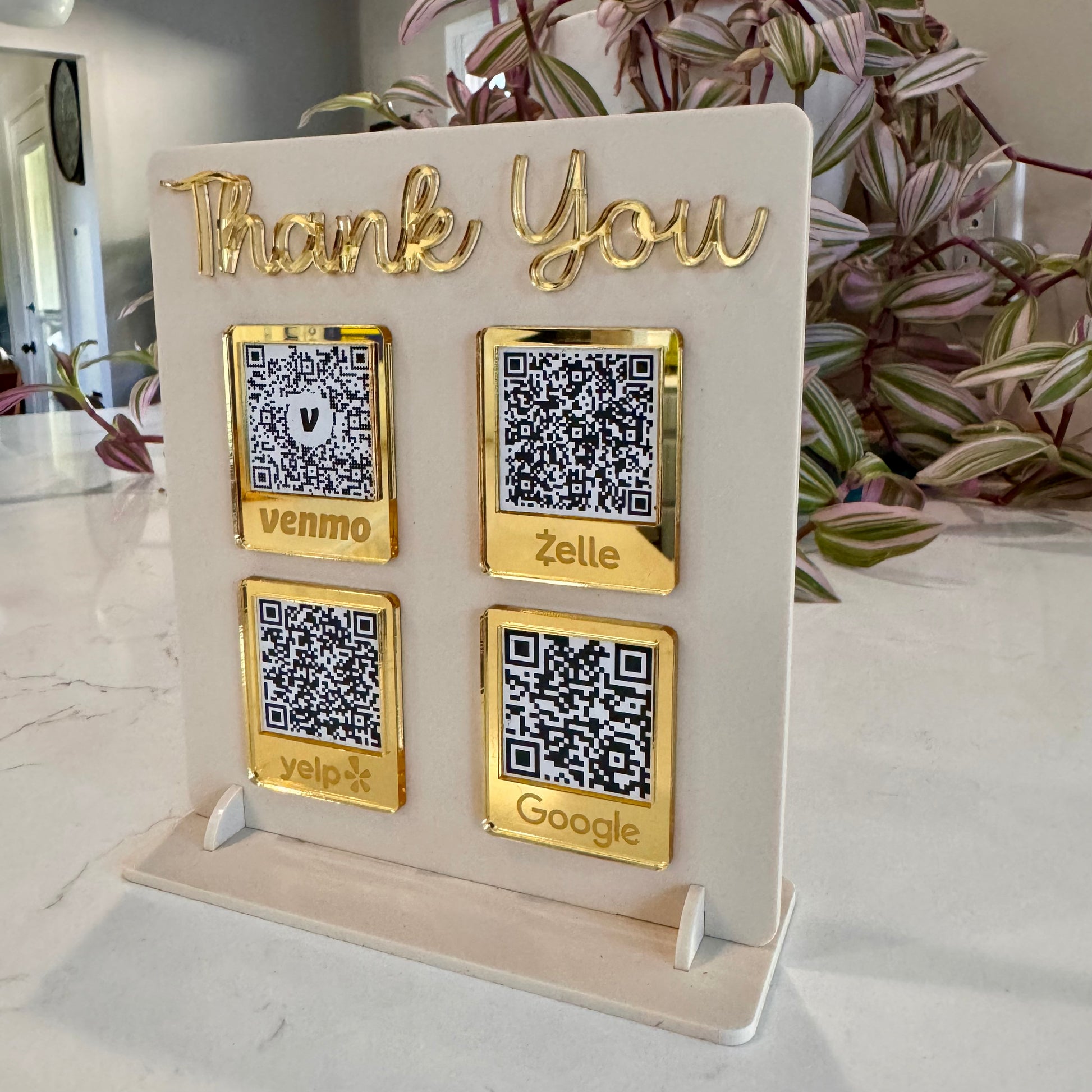 6" QR Code Sign, Mirror trim, Scan to Pay, Connect with Us