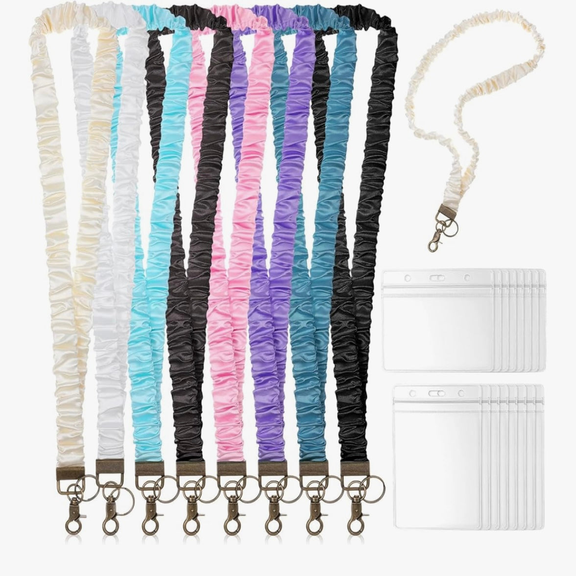 Scrunchie Lanyard | Stretchy Badge Holder for Scan to Pay Card