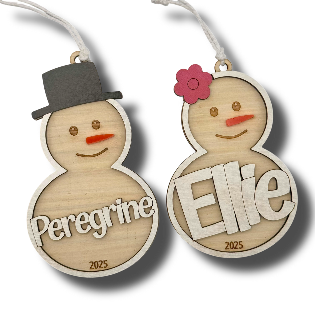 Personalized Snowman Ornament - Custom Snow Woman Christmas Gift