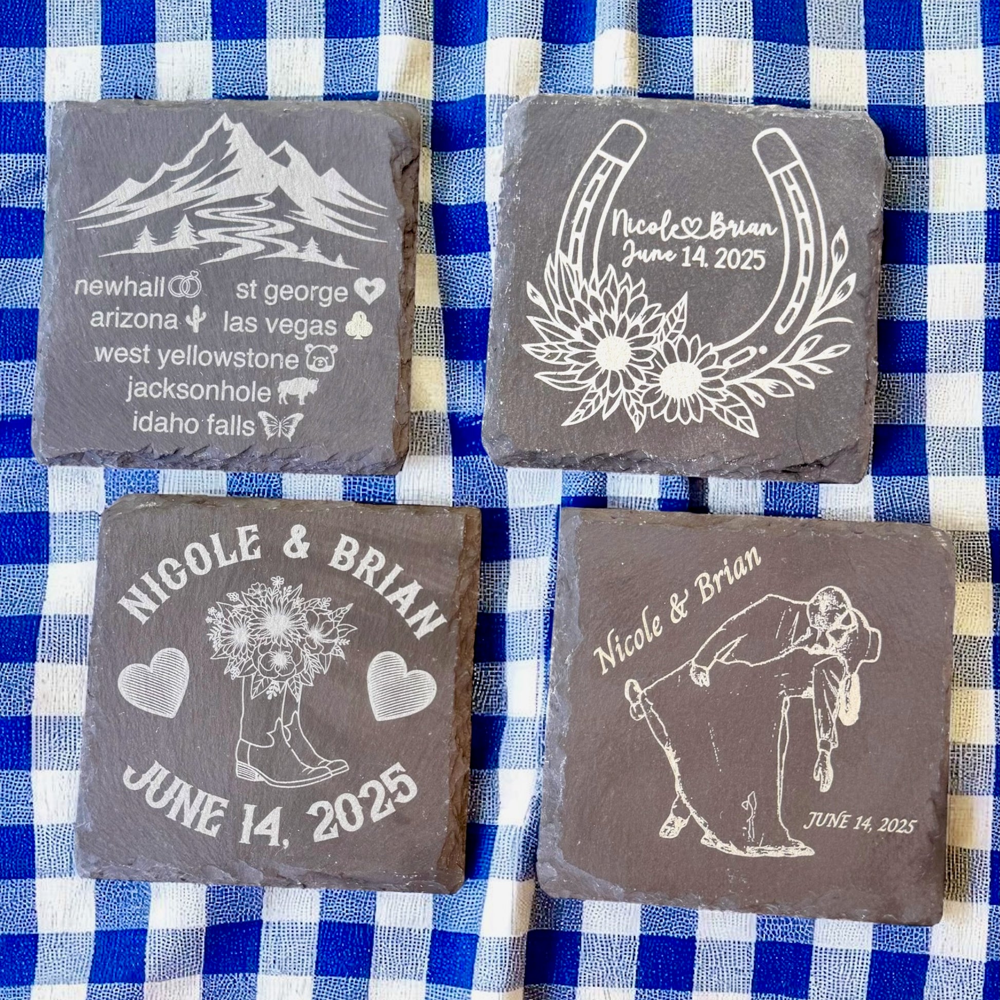 Custom Slate Coasters with customized box