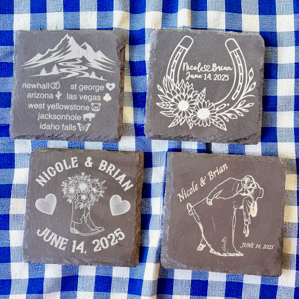 Custom Slate Coasters with customized box
