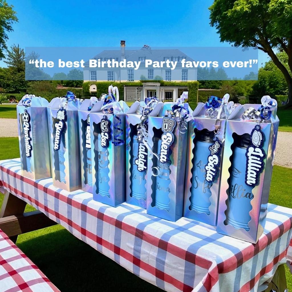 Add Name keychains and gift boxing to wow at a party