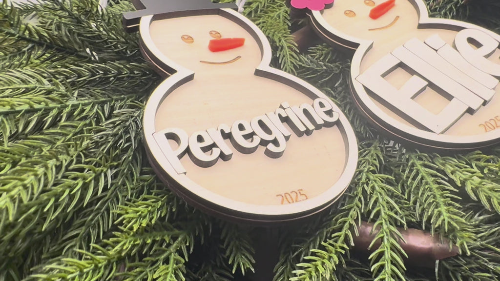 Personalized Snowman Ornament - Custom Snow Woman Christmas Gift