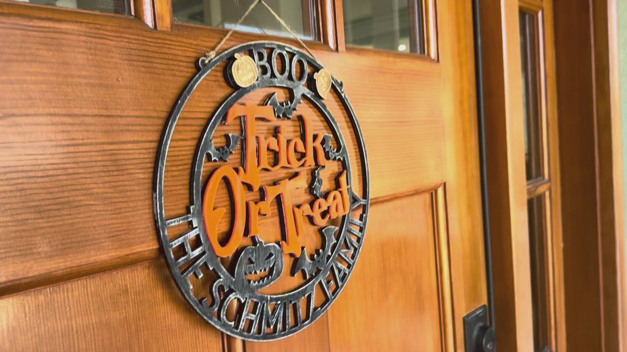 CUSTOM HALLOWEEN DOOR SIGN - teacher gift - family name sign